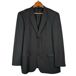 EMANUAL Emanuel Ungaro 44R Pinstripe Suit Jacket Blazer Formal Black Tie Work